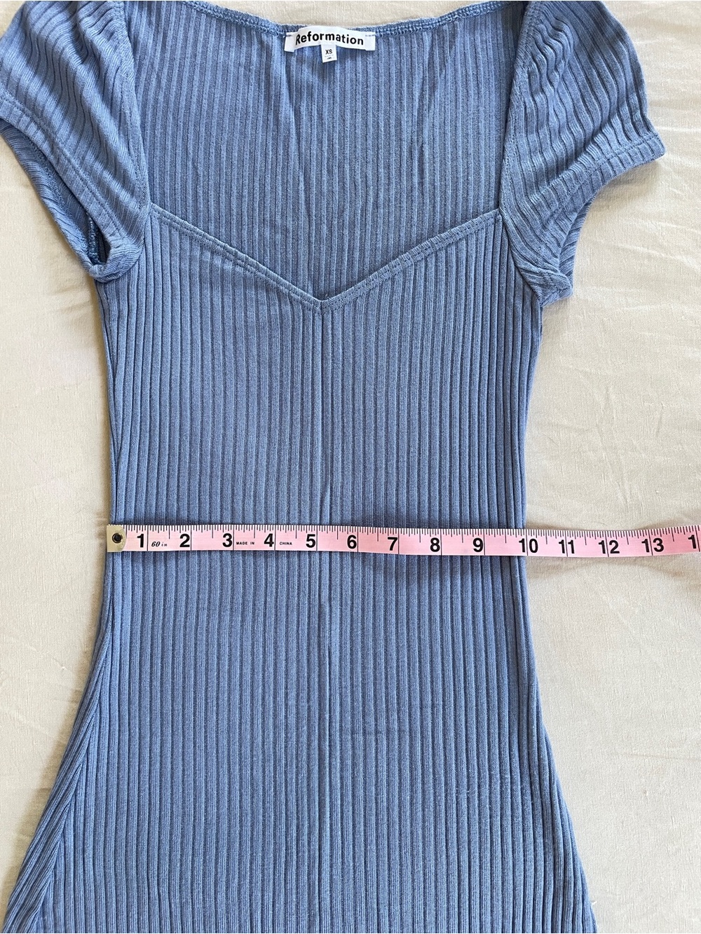 Periwinkle Blue Reformation ribbed minidress - Picture 7 of 9